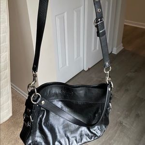 Black Coach Leather Purse with Purple Inside